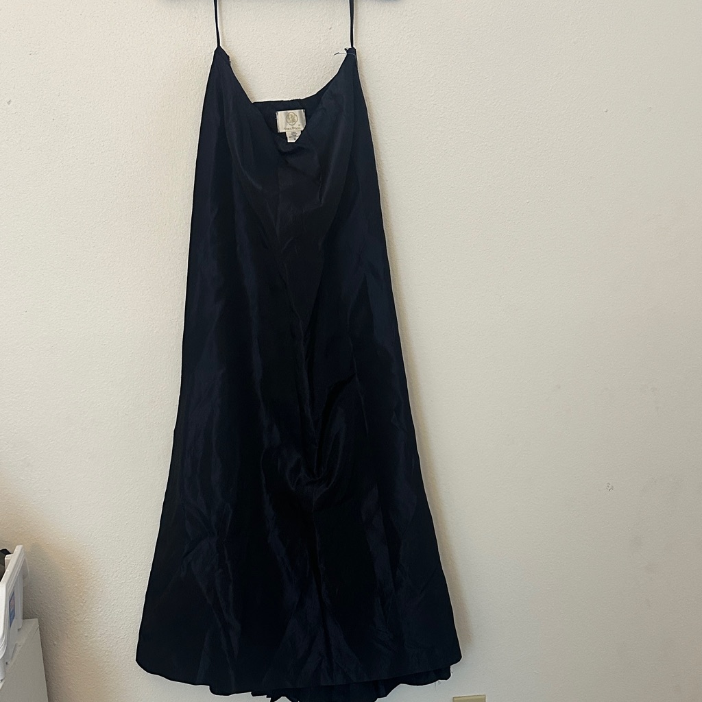Nwot Long Navy Blue/Black Vera Wang Taffeta Lined Maxi Skirt
